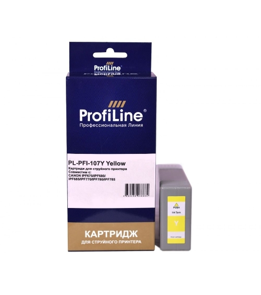 Картридж струйный ProfiLine PL-PFI-107Y для принтеров Canon IPF670/IPF680/IPF685/IPF770/IPF780/IPF785 с чернилами Yellow