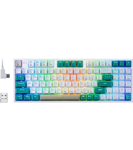 Клавиатура беспроводная Defender REDRAGON VEIGAR USB, Bluetooth/Радиоканал, бело-голубая