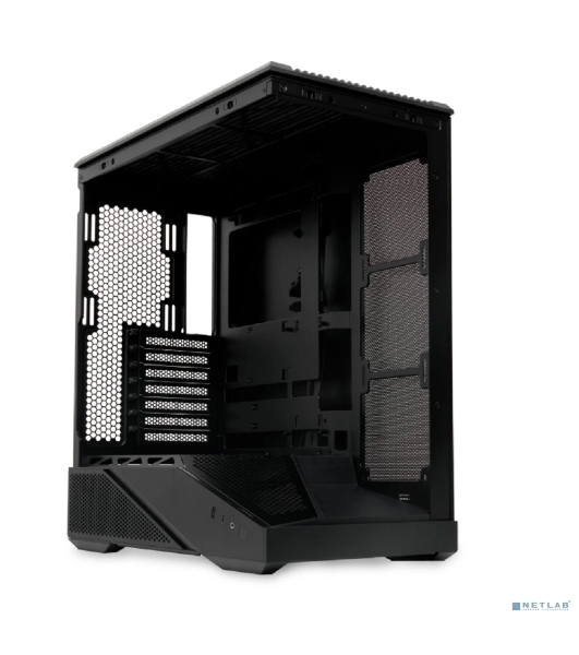 Компьютерный корпус без блока питания HSPD F711-TGbK, Panoramic Full Tower, Black, TG, 0.7 SPCC, no fans ATX, mATX, mITX 190/420/280мм 2x2.5', 2x3.5', 7xPCI 1xUSB-A 3.0, 1xUSB-C 445x235x475мм