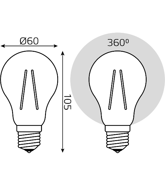 Лампа светодиодная филаментная Gauss Filament 9Вт цок.: E27 груша св. свеч. бел. теп. (упак.: 10 шт)