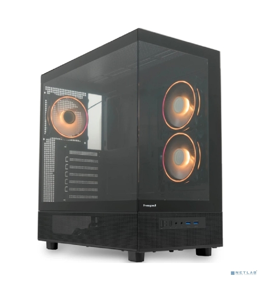 Компьютерный корпус HSPD F710, Panoramic Mid Tower, черный, TG, 0.5 SPCC, 3x120мм ARGb E-ATX, ATX, mATX, mITX 185/395/270мм 2x2.5', 1x3.5', 7xPCI 2xUSB-A 3.0 435x230x457мм