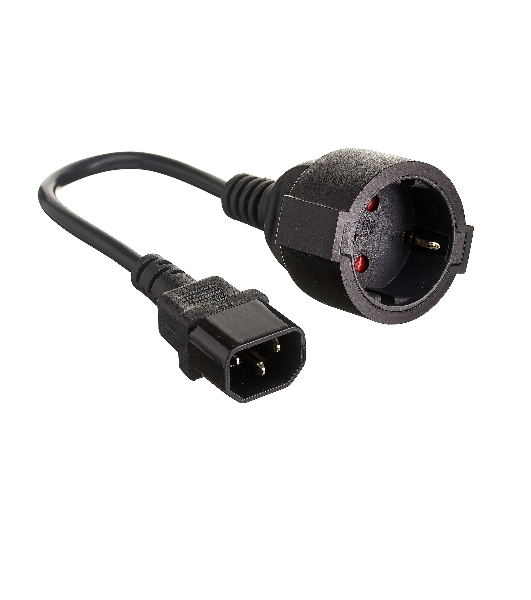 Кабель-переходник (UPS->розетка) ExeGate Power EC-30P (C14->Евророзетка) VDE-250V-3*0.75-CU, 0.15м