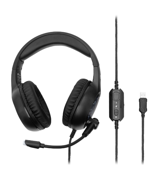 Гарнитура Oklick HS-L930G чёрный/синий, проводная, USB, подсветка