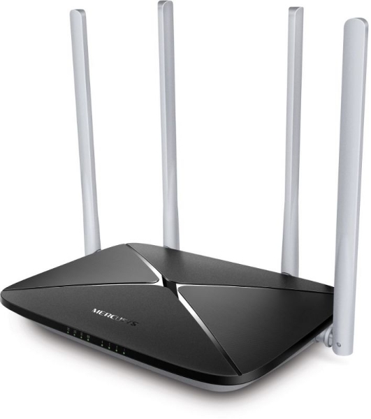 Беспроводный маршрутизатор Mercusys AC12, Dual Band, (867Мбит/с на 5 ГГц + 300Мбит/с на 2,4 ГГц)4 порта 100 Мбит/с, 4 фиксированных антенны