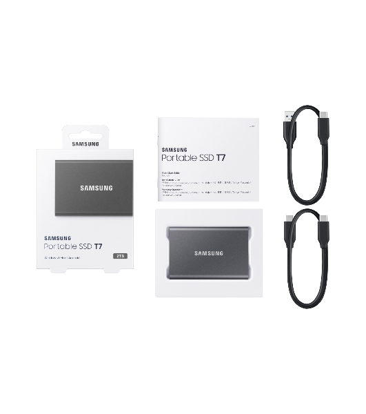 Внешний SSD Samsung T7, 2TB, USB 3.2 Gen 2 Type-C, R/W 1050/1000, титан