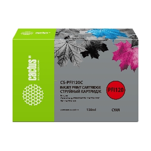 Картридж струйный Cactus CS-PFI120C голубой (130 мл) для Canon imagePROGRAF TM-200/TM-205/TM-300/TM-305