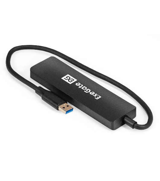 USB-концентратор 4-в-1 ExeGate DUB-4P/3 (кабель-адаптер USB3.0 --> 4xUSB3.0, Plug&Play, черный)