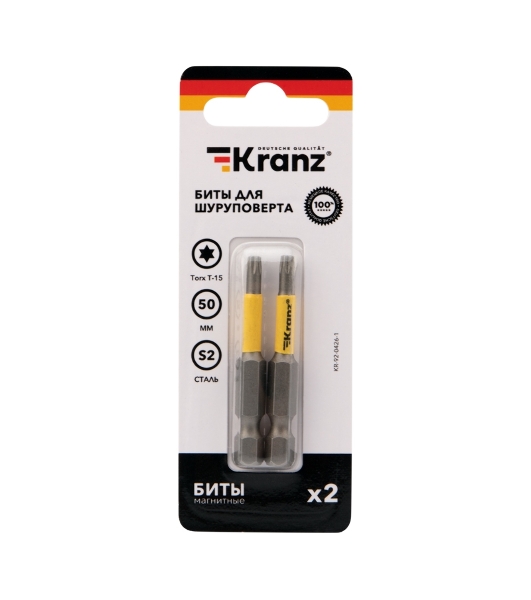 Бита для шуруповерта Kranz Torx T15х50 мм (2 шт./уп.)