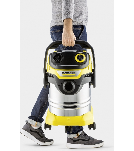 Строительный пылесос Karcher WD 5 S V-25/5/22 желтый, 1100 Вт, уборка сухая/сбор воды, пылесборник мешок/контейнер, 25 л