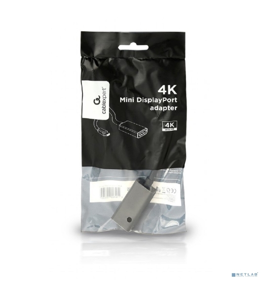 Переходник miniDisplayPort -> DisplayPort, Cablexpert A-mDPM-DPF4K-01, 4K, 20M/20F, длина 16см, черный, пакет