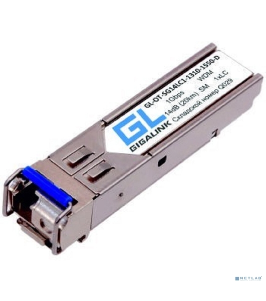 Сетевое оборудование GIGALINK GL-OT-SG14LC1-1550-1310-D Модуль SFP, WDM, 1Гбит/c, одно волокно SM, LC, Tx:1550/Rx:1310 нм, DDM, 14 дБ (до 20 км)