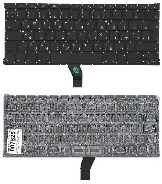 Клавиатура для ноутбука MacBook A1369 2010+ черная, большой ENTER RU