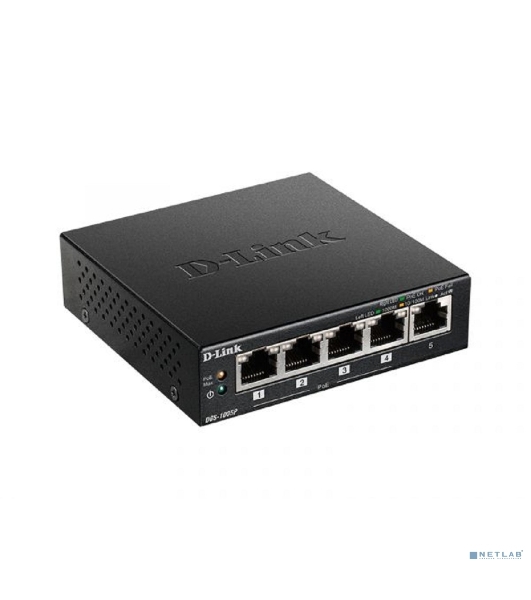 Коммутатор D-Link DGS-1005P/B3A, 5×1 Гбит/с, неуправляемый
