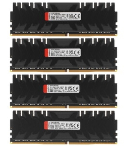 Оперативная память Kingston Fury Renegade, 64Gb (4x16GB), DDR4, 3600MHz, CL16, DIMM, с радиаторами, серый/черный