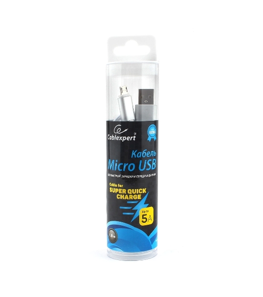 Кабель USB2.0 Cablexpert CC-U-mUSB02S-1.8M, AM/microB, серия Ultra, длина 1.8м, серебристый, блистер