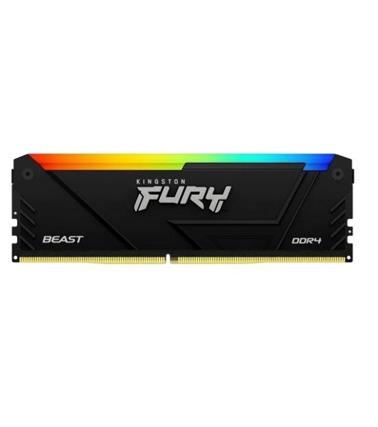 Оперативная память Kingston Fury Beast, DDR4, 8GB (1x8GB), 3200MHz, CL16, DIMM, с радиатором, RGB, черный