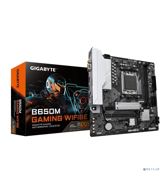 Материнская плата Gigabyte B650M GAMING WIFI6E, AM5, AMD B650, 2xDDR5, 4xSATA, 1xM.2, 1xPCIe 4.0 x16, 1xPCIe 3.0 x1, 1xD-Sub, 1xHDMI (v2.1), 1x2.5Gb LAN, Wi-Fi 6, Bluetooth 5.3, 2xUSB-A 5Gbps, 5xUSB-A 2.0, 3x3.5 мм, 7.1, mATX