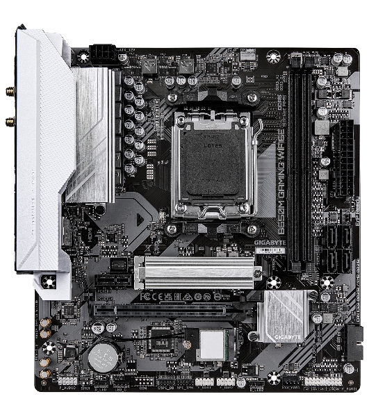 Материнская плата Gigabyte B650M GAMING WIFI6E, AM5, AMD B650, 2xDDR5, 4xSATA, 1xM.2, 1xPCIe 4.0 x16, 1xPCIe 3.0 x1, 1xD-Sub, 1xHDMI (v2.1), 1x2.5Gb LAN, Wi-Fi 6, Bluetooth 5.3, 2xUSB-A 5Gbps, 5xUSB-A 2.0, 3x3.5 мм, 7.1, mATX
