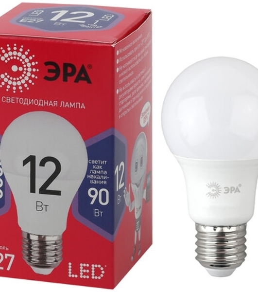 Лампа светодиодная Эра Б0045325 A60-12W-865-E27 R (диод груша 12Вт холод. E27)