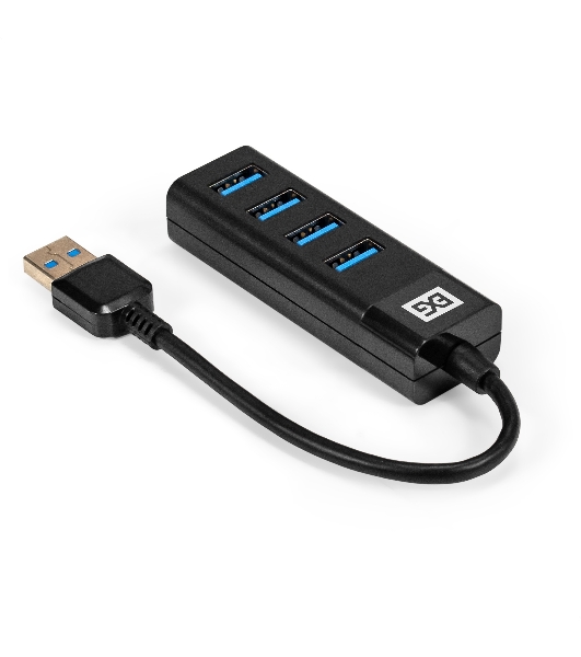 USB-концентратор 4-в-1 ExeGate DUB-4TP (кабель-адаптер USB3.0 --> 4xUSB3.0, Plug&Play, черный)