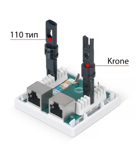 Розетка в сборе Cabeus, 2x RJ45(8P8C), кат. 5е, экр., внешняя, белый, (WS-8P8C-Cat.5e-SH-2)