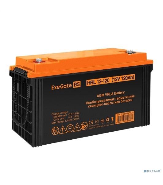 Аккумуляторная батарея ExeGate EX285657RUS HRL 12-120 (12V 120Ah, под болт М8)