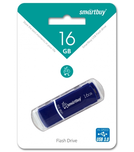 Флешка USB Smartbuy Crown Blue (SB16GbCRW-Bl), 16Gb, USB 3.0, R/W 75/30, синий