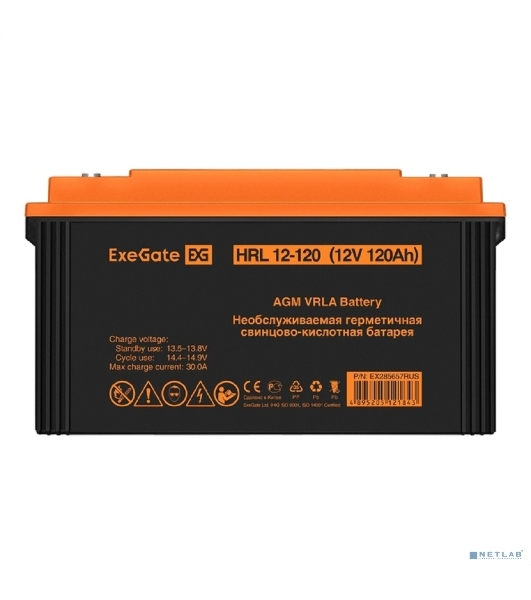 Аккумуляторная батарея ExeGate EX285657RUS HRL 12-120 (12V 120Ah, под болт М8)