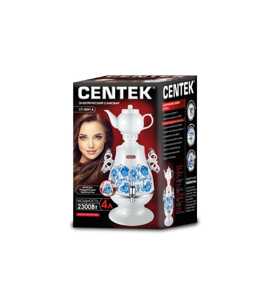 Самовар Centek CT-0091 A (белый+рисунок) 4.0л, 2300 Вт, поддерж.t + LED индикатор