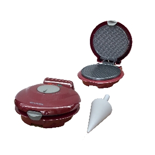 Вафельница Willmark WM-103R (1 круглая ваф. форма, терморегулятор, 750Вт, конус для морож., красная)