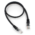Патч-корд UTP Cablexpert cat.5e, 0.5м, литой, многожильный, черный, фото 1