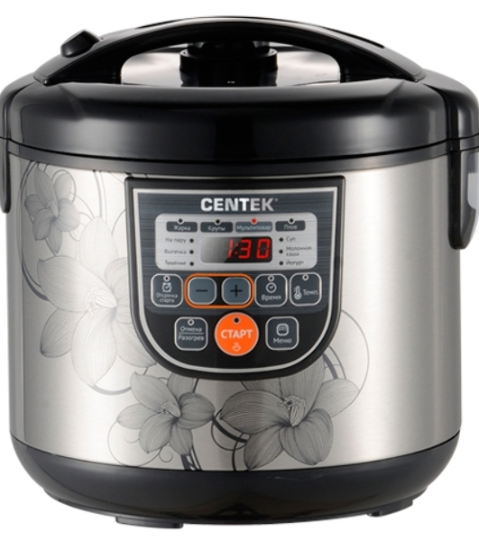 Мультиварка Centek CT-1498 (черный, сталь) 700Вт, 5.0л, 10 программ + 28 программ Мультишеф