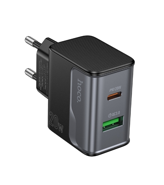 Зарядное устройство Hoco 20Вт, 3А, QC3.0/PD, 1xUSB, 1xType-C, CS71A, черный, коробка