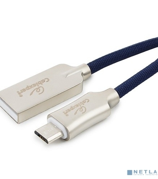 Кабель USB2.0 Cablexpert CC-P-mUSB02Bl-1.8M, AM/microB, серия Platinum, длина 1.8м, синий, блистер